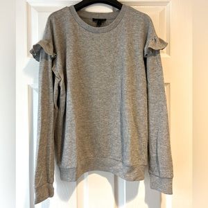 J. Crew Ruffle Sleeve Lightweight Sweatshirt, Size Medium, Like New!